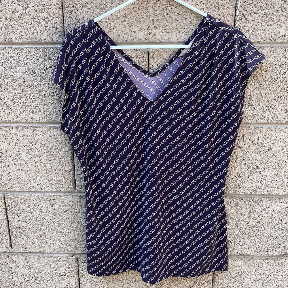 Banana Republic Dark Purple chain print top